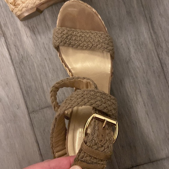 Stuart Weitztman Alex Crochet Ankle Strap Wedge Sandal Espadrille Swamp size 11 - Picture 8 of 12